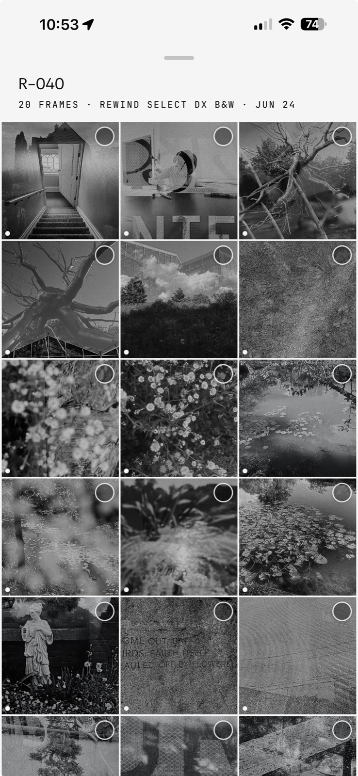 Rewind app — contact sheet